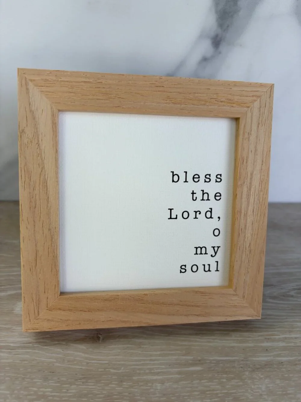 Bless The Lord Canvas Wood Sign 4x4 Natural Christian Rustic Tiered Tray Shelf